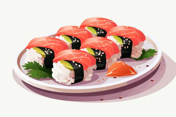 Sushi Wektor Płaski Minimalistyczny Aktywa Izolowane Ilustracja — Wektor stockowy