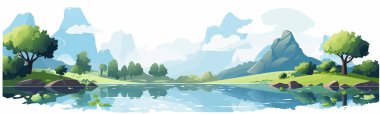 fantasy lake vector flat minimalistic isolated illustration clipart