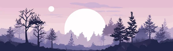Pleine Lune Forêt Vecteur Plat Minimaliste Isolé Illustration — Image vectorielle