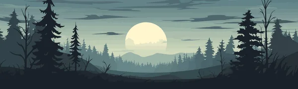 Pleine Lune Forêt Vecteur Plat Minimaliste Isolé Illustration — Image vectorielle
