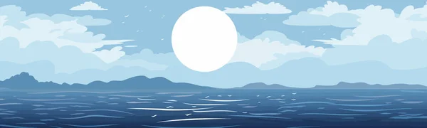 Luna Llena Vector Oceánico Plana Ilustración Aislada Minimalista — Vector de stock