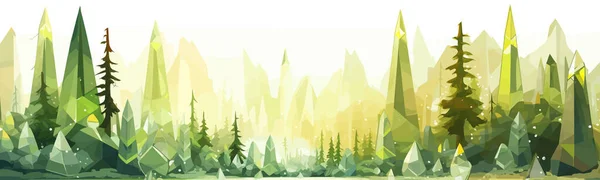 Magica Foresta Alta Fantasia Con Cristalli Vettore Isolato Illustrazione — Vettoriale Stock