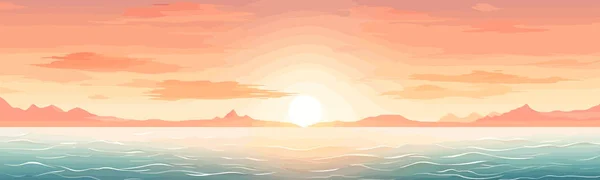 日の出の海のベクトル平らな最小限に分離されたイラスト — ストックベクタ