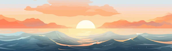 Alba Oceano Vettore Piatto Minimalista Isolato Illustrazione — Vettoriale Stock