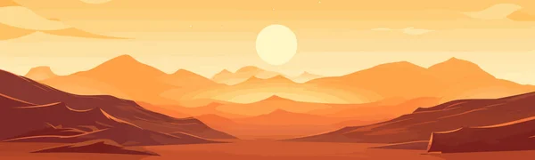 Sunset Desert Vector Flat Minimalistic Isolated Illustration — Stock Vector