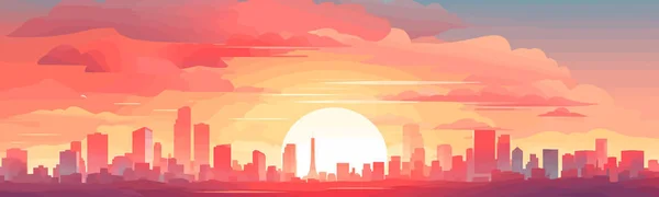 Sonnenuntergang Stadt Vektor Flach Minimalistische Isolierte Illustration — Stockvektor