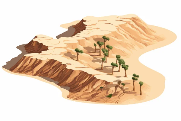 Top View Εναέρια Λήψη Της Ερήμου Διάνυσμα Επίπεδη Απομονωμένη Εικόνα — Διανυσματικό Αρχείο