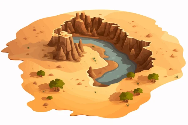 沙漠矢量平面孤立图解的顶视图航拍 — 图库矢量图片