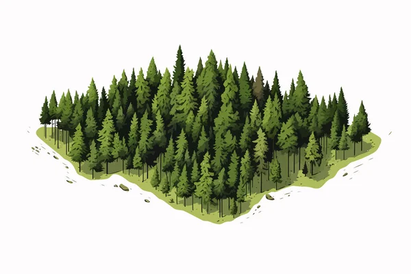 Vista Dall Alto Colpo Aereo Foresta Vettore Piatto Isolato Illustrazione — Vettoriale Stock