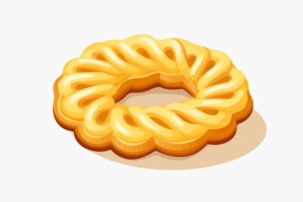 Beurre Anneau Biscuit Vecteur Plat Minimaliste Illustration Isolée — Image vectorielle