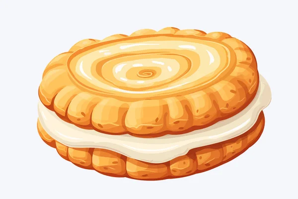 Beurre Anneau Biscuit Vecteur Plat Minimaliste Illustration Isolée — Image vectorielle
