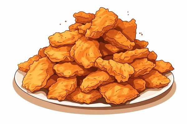 Pile Fried Chicken Vector Flat Minimalistic Isolated Illustration — Stock Vector