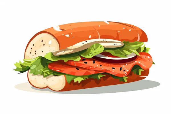 Zalm Sandwich Vector Platte Minimalistische Geïsoleerde Illustratie — Stockvector
