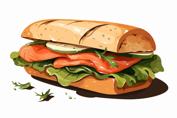 Łosoś Sandwich Wektor Płaski Minimalistyczny Izolowane Ilustracja — Wektor stockowy