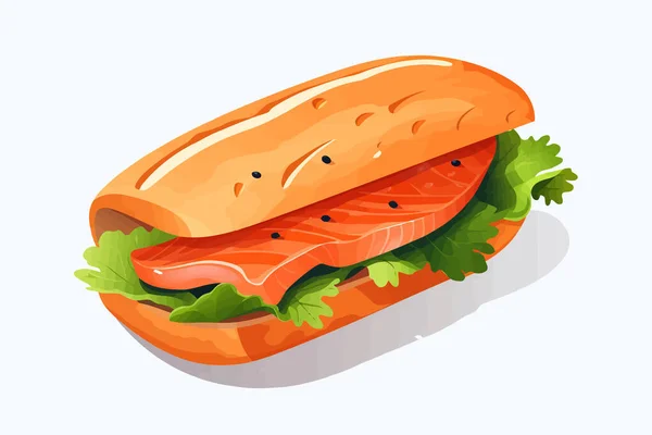 Salmon Sandwich Vektor Datar Minimalistik Ilustrasi Terisolasi - Stok Vektor