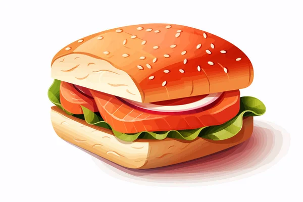 Lachs Sandwich Vektor Flache Minimalistische Isolierte Illustration — Stockvektor
