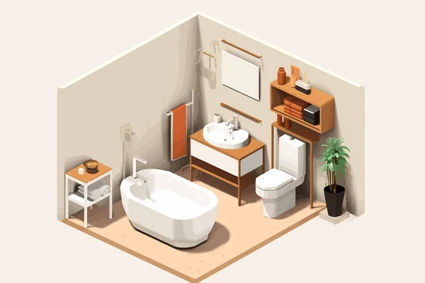Banheiro Vetor Isométrico Plana Minimalista Ilustração Isolada — Vetor de Stock