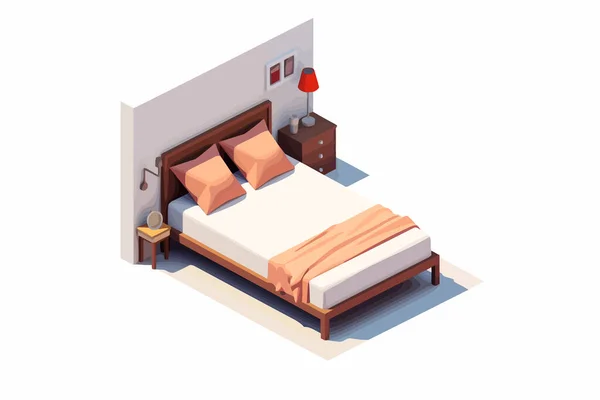 Dormitorio Isométrico Vector Plano Minimalista Aislado Ilustración — Archivo Imágenes Vectoriales