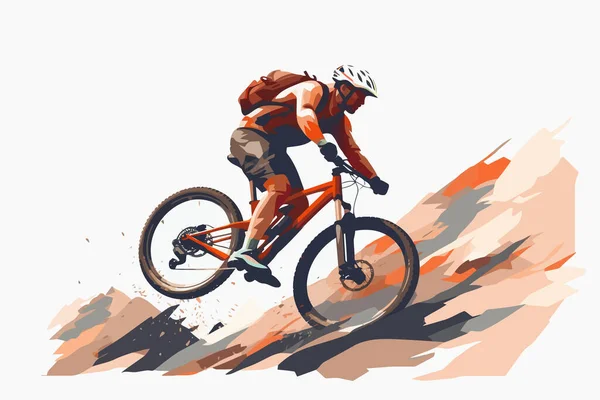 Extreme Sport Ποδήλατο Βουνού Διάνυσμα Επίπεδη Απομονωμένη Εικόνα — Διανυσματικό Αρχείο