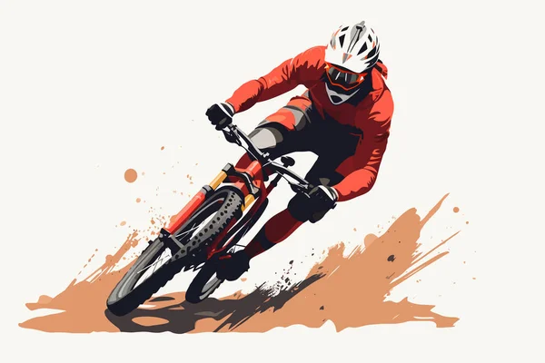 Extreme Sport Mountain Biking Vector Flat Isolated Illustration — Stock Vector