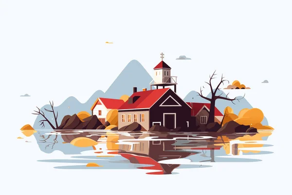 Flood Disaster Wektor Płaskie Minimalistyczne Izolowane Ilustracji — Wektor stockowy