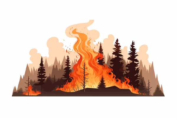Las Ogień Wektor Płaski Minimalistyczne Izolowane Ilustracja — Wektor stockowy