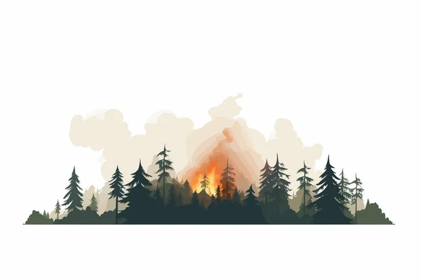 Orman Yangını Vektörü Minimalistik Izole Görüntü — Stok Vektör