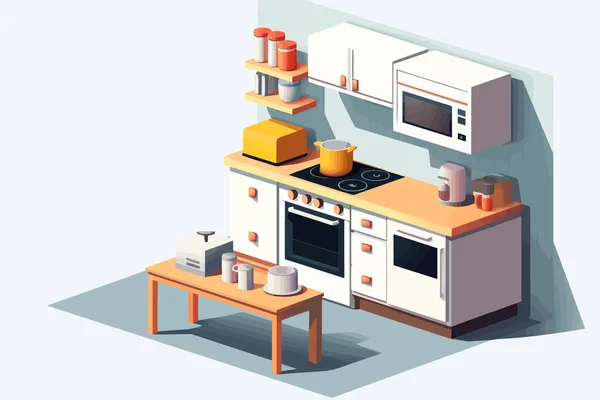 Cucina Vettore Isometrico Piatto Minimalista Isolato Illustrazione — Vettoriale Stock