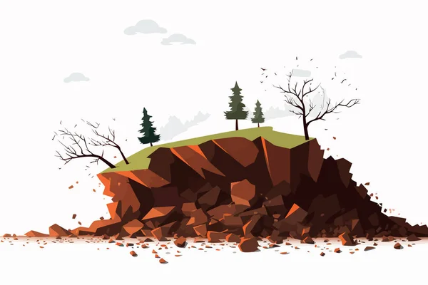 Landslide Vector Platte Minimalistische Geïsoleerde Illustratie — Stockvector