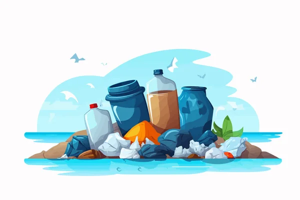 Plastica Inquinamento Vettore Piatto Minimalista Isolato Illustrazione — Vettoriale Stock