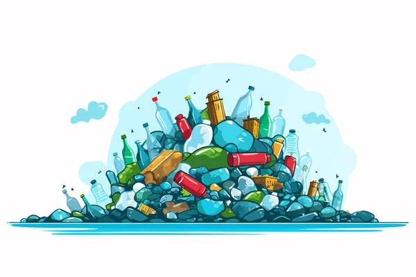 Plastica Inquinamento Vettore Piatto Minimalista Isolato Illustrazione — Vettoriale Stock