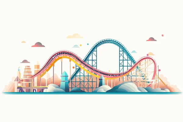 Roller Coaster Vector Illustrazione Isolata Minimalista Piatta — Vettoriale Stock