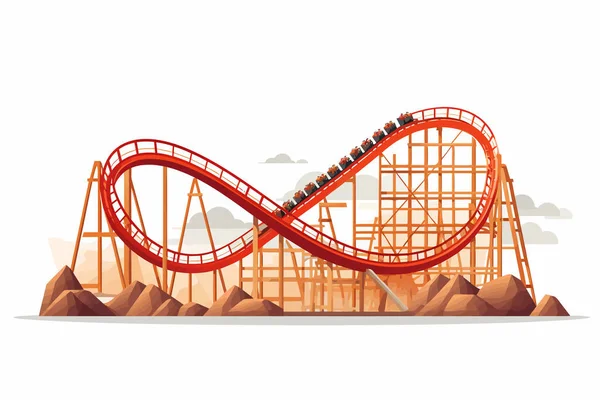 Roller Coaster Vector Flat Minimalistic Isolated Illustration — Stock Vector
