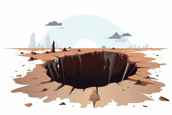 Sinkhole Vector Platte Minimalistische Geïsoleerde Illustratie — Stockvector