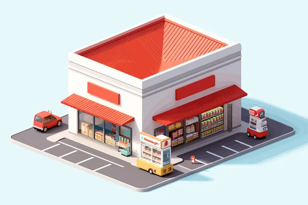 Wektor Izometryczny Supermarketu Płaska Minimalistyczna Izolowana Ilustracja — Wektor stockowy