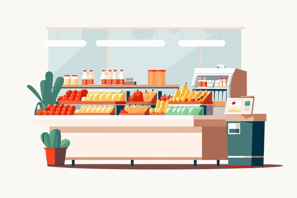 Süpermarket Vektörü Yassı Minimalistik Izole Illüstrasyon — Stok Vektör