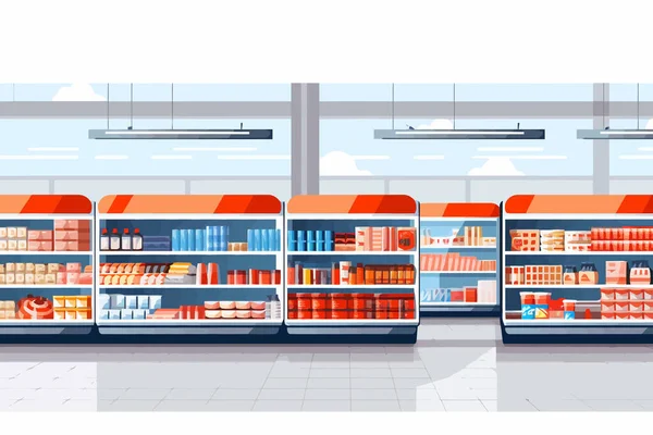 Supermarkt Interieur Vektor Flach Minimalistisch Isolierte Illustration — Stockvektor
