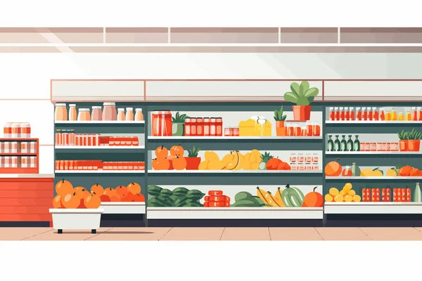 Süpermarket Vektörü Yassı Minimalistik Izole Resimleme — Stok Vektör