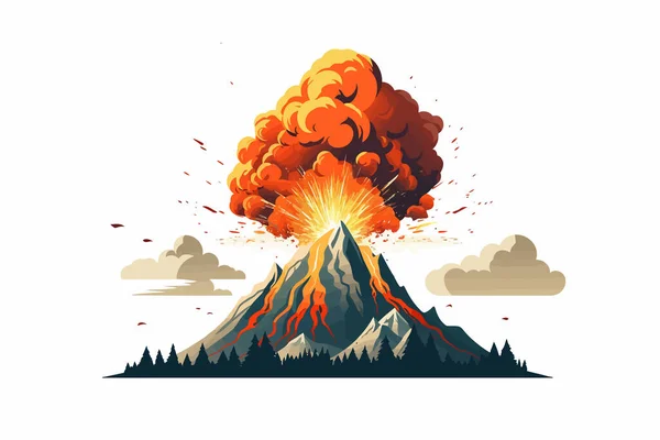 Vektor Sopečné Erupce Plochý Minimalistický Izolovaný Ilustrace — Stockový vektor