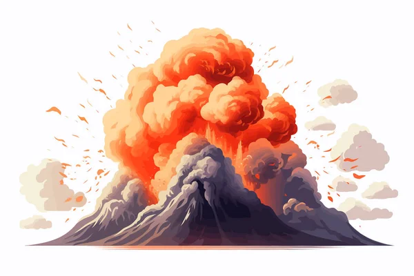 火山噴火ベクトルフラットミニマリスティック分離イラスト — ストックベクタ
