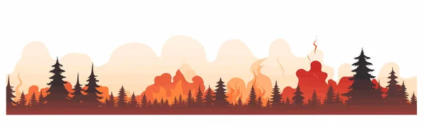 Векторная Плоская Минималистичная Изолированная Иллюстрация Лесных Пожаров — стоковый вектор