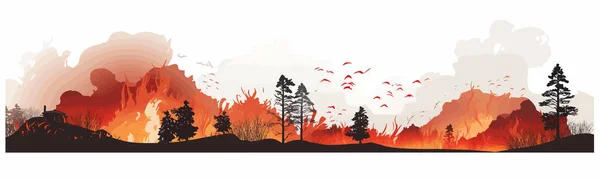 Vecteur Feux Forêt Plat Minimaliste Illustration Isolée — Image vectorielle