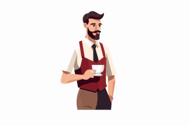 Barista man vektörü yassı minimalistik izole çizim