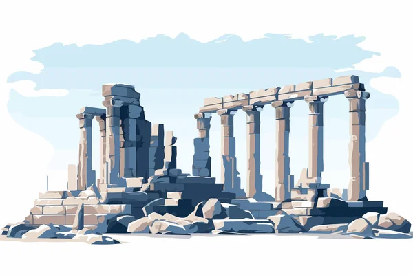 Ancien Temple Ruine Vecteur Plat Minimaliste Illustration Isolée — Image vectorielle