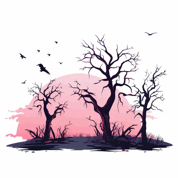 Fazla Büyümüş Ölü Ağaçlar Vektör Düzleşmesini Izole Etti — Stok Vektör