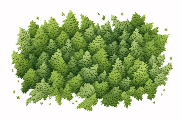 Draufsicht Luftaufnahme Des Waldvektors Flache Isolierte Illustration — Stockvektor