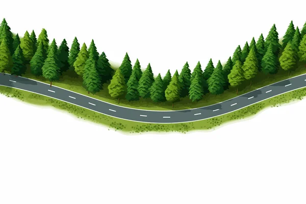 Top View Aerial Shot Road Vector Flat Isolated Illustration — Stock Vector