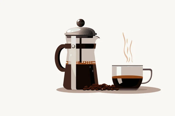 Kávévektor Lapos Minimalista Eszköz Elszigetelt Illusztráció — Stock Vector