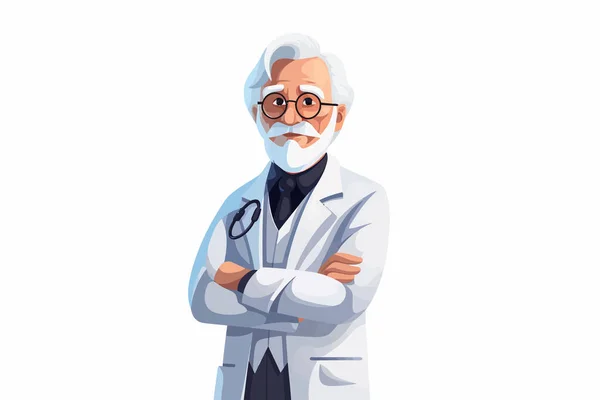 Orang Tua Vektor Dokter Datar Ilustrasi Terisolasi Minimalistik - Stok Vektor