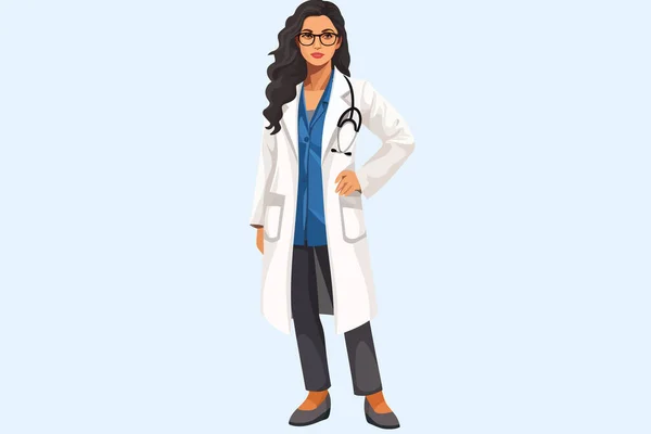 Γυναίκα Στο Κοστούμι Επιχειρήσεων Γιατρός Διάνυσμα Επίπεδη Απομονωμένη Απεικόνιση — Διανυσματικό Αρχείο